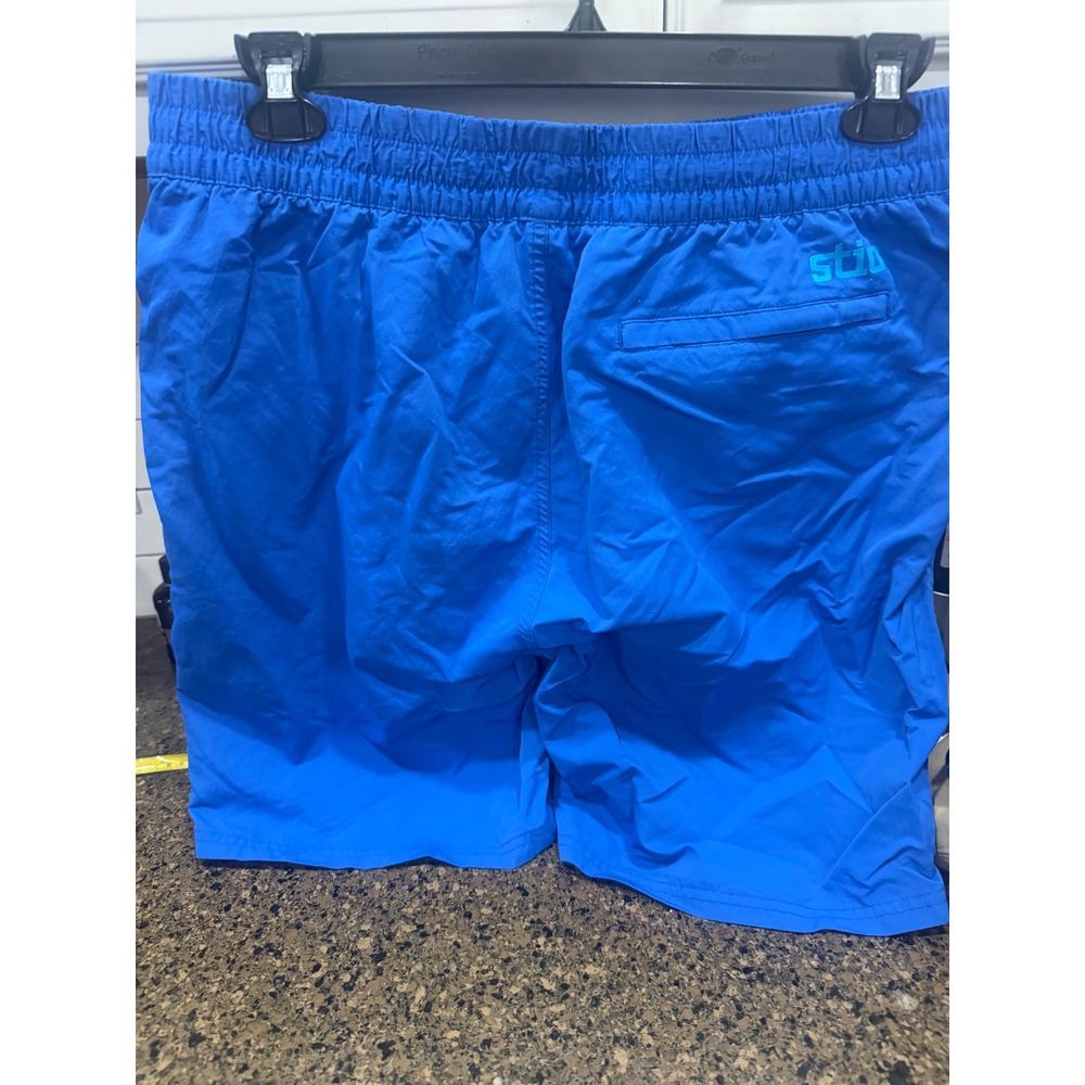 Stio Mens Blue Board Shorts Elastic Waist Swim Trunks Size Large 8 Inch Inseam
